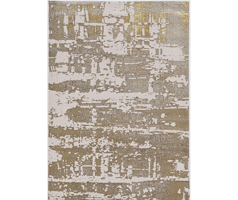 3' X 5' Ivory Taupe And Gold Abstract Area Rug