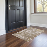 3' X 5' Ivory Taupe And Gold Abstract Area Rug