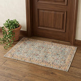 2' X 4' Blue And Beige Jute Floral Hand Woven Area Rug