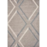 3' X 5' Gray Ivory And Teal Geometric Shag Area Rug