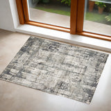3' X 5' Light Gray And Dark Gray Abstract Distressed Area Rug