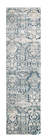 8' Teal Floral Runner Rug