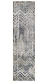 8' Dark Gray And Ivory Chevron Runner Rug