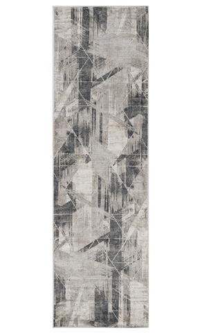 8' Gray Abstract Runner Rug