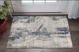 3' X 5' Blue And Gray Abstract Geometric Area Rug