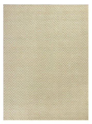 7' Ivory Jute Chevron Hand Woven Runner Rug