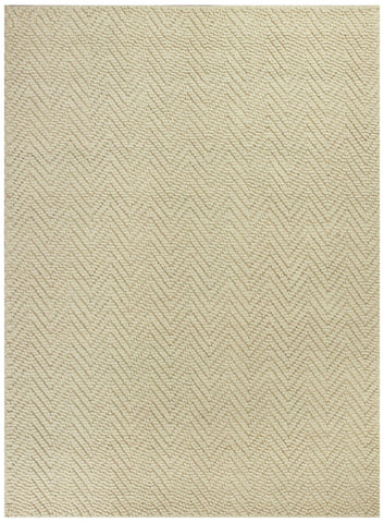 5' X 8' Ivory And Beige Jute Chevron Hand Woven Area Rug