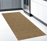 8' Natural And Brown Jute Chevron Hand Woven Runner Rug