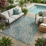 5' X 8' Teal Blue Abstract Indoor Outdoor Area Rug