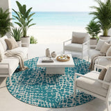 8' Teal Blue Abstract Indoor Outdoor Area Rug
