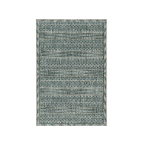 8' X 10' Blue and Gray Abstract Washable Non Skid Indoor Outdoor Area Rug