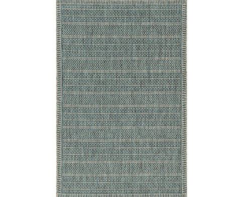 3' X 4' Teal And Beige Geometric Area Rug