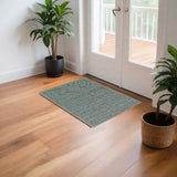3' X 4' Teal And Beige Geometric Area Rug