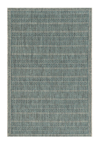 8' X 11' Teal And Beige Geometric Area Rug