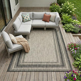 8' X 11' Gray Striped Indoor Outdoor Area Rug