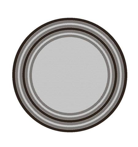 8' X 8' Gray Round Striped Indoor Outdoor Area Rug