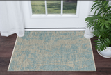 3' X 4' Green And Denim Blue Abstract Area Rug