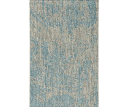3' X 4' Green And Denim Blue Abstract Area Rug
