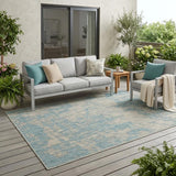 5' X 8' Teal Blue Abstract Indoor Outdoor Area Rug