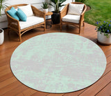 8' Blue And Green Round Abstract Indoor Outdoor Area Rug