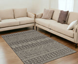 5' X 8' Charcoal And Gray Tribal Area Rug