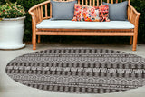 8' Charcoal Southwestern Indoor Outdoor Area Rug