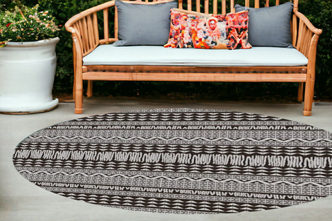 8' Charcoal Southwestern Indoor Outdoor Area Rug