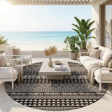 8' Charcoal Southwestern Indoor Outdoor Area Rug