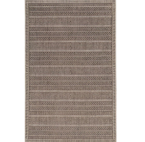 8' X 10' Gold Abstract Washable Non Skid Indoor Outdoor Area Rug