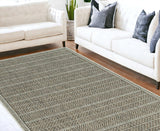 8' X 11' Brown And Ivory Geometric Area Rug