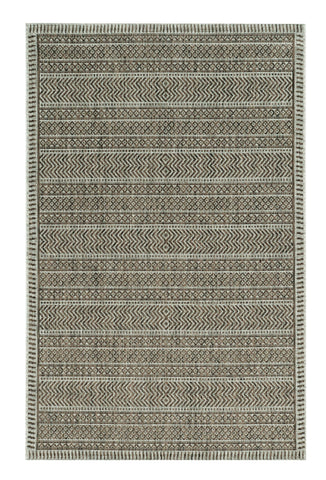 8' X 11' Brown And Ivory Geometric Area Rug