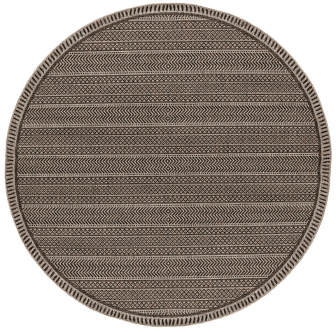8' Brown Round Southwestern Indoor Outdoor Area Rug