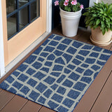 3' X 4' Blue And Gray Abstract Indoor Outdoor Area Rug