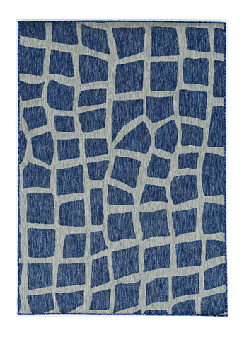8' X 11' Blue And Gray Abstract Indoor Outdoor Area Rug