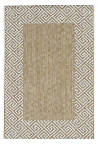 3' X 5' Natural And Beige Geometric Area Rug