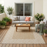 5' X 8' Ivory Geometric Indoor Outdoor Area Rug