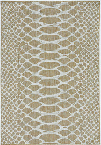 3' X 5' Brown And Ivory Abstract Indoor Outdoor Area Rug