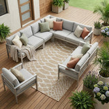 8' X 11' Ivory Abstract Indoor Outdoor Area Rug