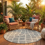 8' Gray Abstract Indoor Outdoor Area Rug