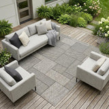 8' X 11' Gray Southwestern Indoor Outdoor Area Rug