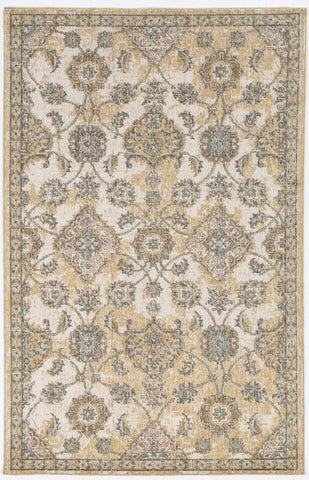 2' X 3' Ivory Beige And Gray Wool Floral Medallion Area Rug