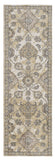 7' Ivory Beige And Gray Wool Floral Medallion Runner Rug