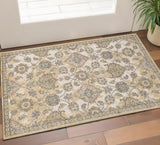 3' X 5' Ivory Beige And Gray Wool Floral Medallion Area Rug