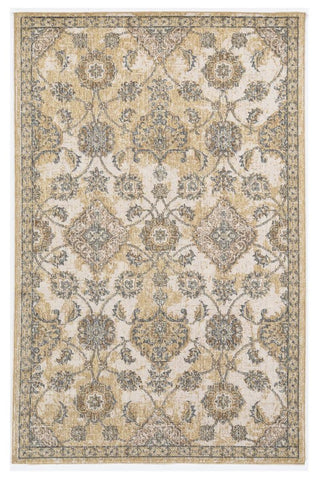 5' X 7' Ivory Beige And Gray Wool Floral Area Rug