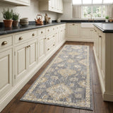 8' Sage Orange And White Wool Floral Distressed Runner Rug