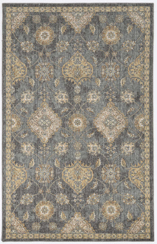 2' X 3' Sage And Slate Gray Wool Floral Medallion Area Rug