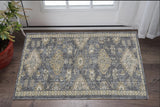 3' X 5' Slate Gray Wool Floral Vines Area Rug