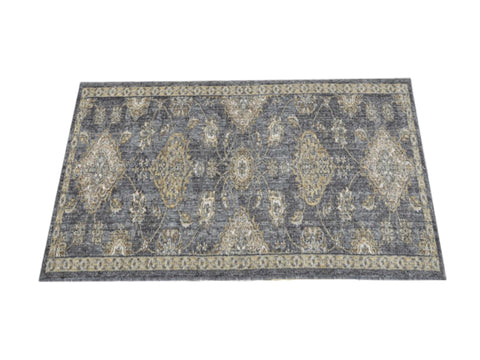 3' X 5' Slate Gray Wool Floral Vines Area Rug
