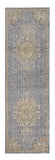 8' Slate Gray And Orange Wool Medallion Distressed Runner Rug