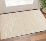 3' X 5' Beige And Ivory Wool Abstract Hand Tufted Area Rug